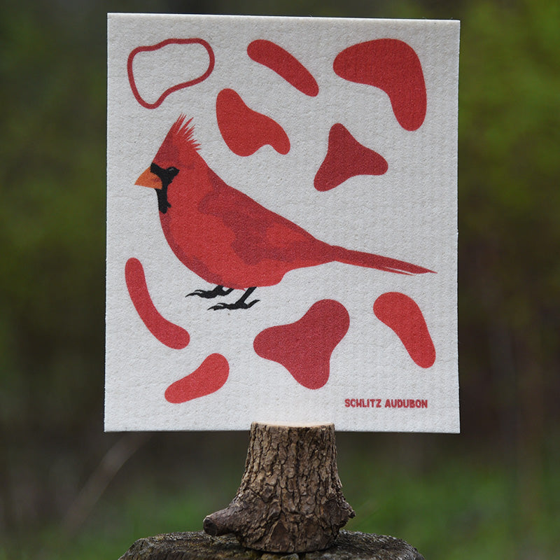 Northern Cardinal Swedish Dishcloth